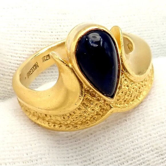 Authentic! Ilias Lalaounis Greece 18k Yellow Gold Onyx Ring - Picture 7 of 13